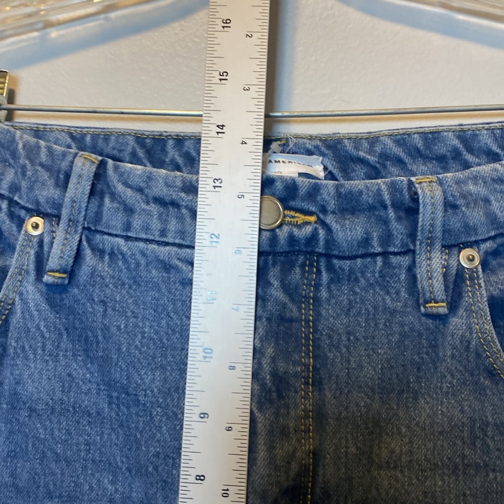 Good American Good Boy Straight Jeans Women’s 15 Blue Medium Wash Denim Slit Hem - Picture 14 of 17